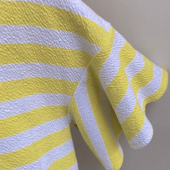 Anthropologie 9-H15 STCl Textured Yellow Striped Postage Fluttersleeve Top, Sz M - Picture 9 of 9